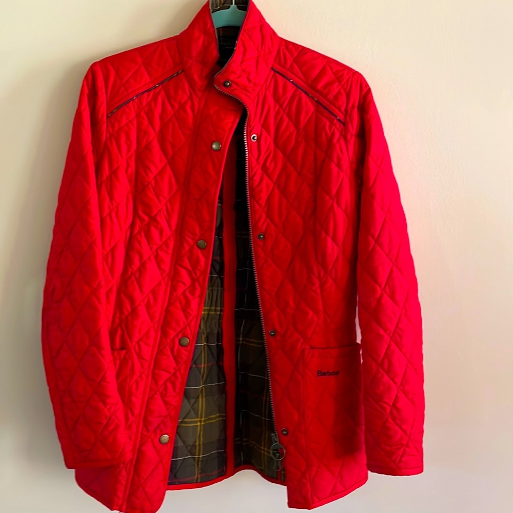 Barbour Red Women’s Quilted Jacket! Size US 6 EUC